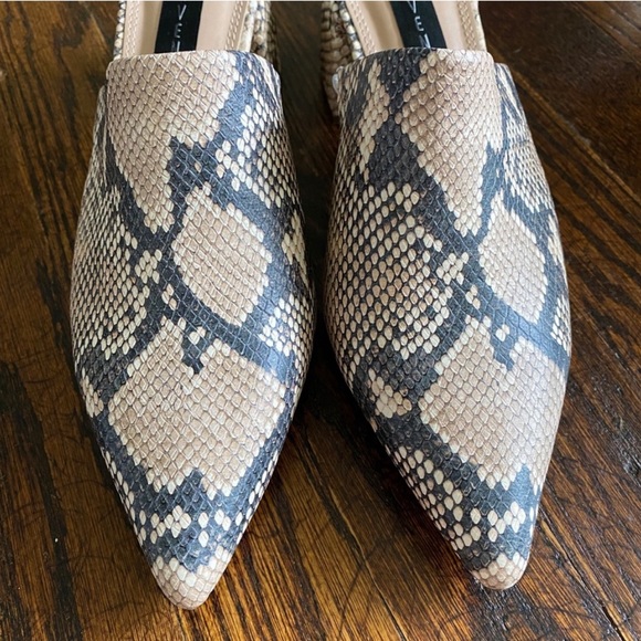 STEVEN NEW YORK by Steve Madden Selma Snake Print Pointed Toe Block Heel Mules - Picture 8 of 11